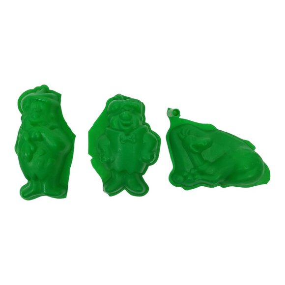 Vintage Flintstones Gelatin Cake Molds Fred Barney Rubble Dino Plastic Green - Picture 1 of 10